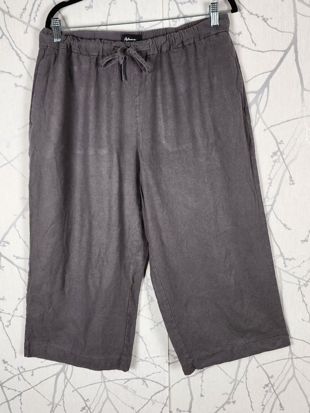 Reitmans Gray 55% Linen Blend High Rise Wide Leg Crop Pants